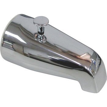 ProSource 24501-3L Bathtub Spout with Diverter, 5-1/4 in L, 3/4 x 1/2 in Connection, IPS, Zinc, Chrome Plated