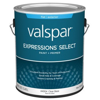 Valspar Expressions Select 4400 028.0044004.007 Latex Paint, Acrylic Base, Flat Sheen, Clear Base, 1 gal