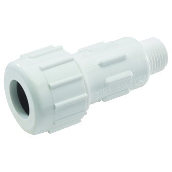 NDS CPA-0750 Pipe Adapter, 3/4 in, Compression x MPT, PVC, White, SCH 40 Schedule, 150 psi Pressure