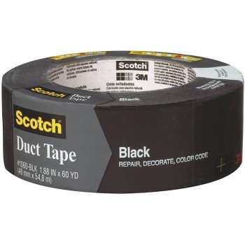 Scotch 3960-BK Duct Tape, 60 yd L, 1.88 in W, Black