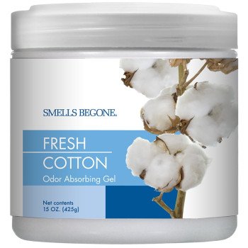 Smells Begone 50816 Odor Absorbing Gel, 15 oz, Jar, Fresh Cotton, 450 sq-ft Coverage Area, 90 days-Day Freshness
