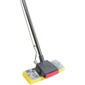 Quickie 274ZQK Automatic Sponge Mop, 11 in W Frame, Cellulose Mop Head, Yellow Mop Head, Screw, Steel Handle