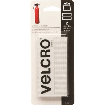 VELCRO Brand 90200 Fastener, 2 in W, 4 in L, Nylon, White, Rubber Adhesive