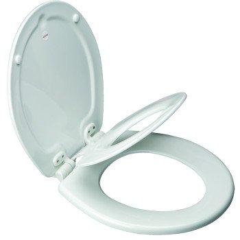 Bemis 83SLOWA Toilet Seat, Round, Wood, White, Twist Hinge