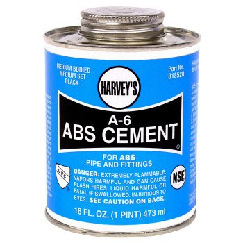 Harvey A-6 Series 18520-12 Solvent Cement, Opaque Liquid, Black, 16 oz Can