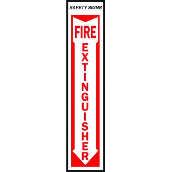 Hy-Ko FE-1 Safety Sign, Fire Extinguisher, Red Legend, Vinyl, 4 in W x 18 in H Dimensions