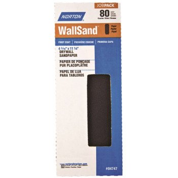 Norton 04747 Sandpaper, 11-1/4 in L, 4-3/16 in W, P80 Grit, Coarse, Silicone Carbide Abrasive