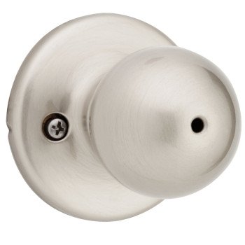 Weiser Yukon Series GAC331 Y15 Privacy Door Knob, 1-7/8 in Dia Knob, Satin Nickel