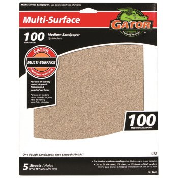 Gator 4441 Sanding Sheet, 11 in L, 9 in W, 100 Grit, Medium, Aluminum Oxide Abrasive