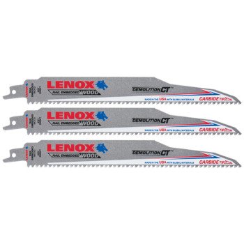 Lenox 2059102 Reciprocating Saw Blade, Applicable Materials: Cast Iron, Stainless Steel, 1 in W, 9 in L, 6 TPI