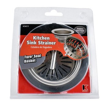 Keeney K5411 Rust-Resistant Strainer, 4-1/2 in Dia, Stainless Steel, For: Standard 3-1/2 in Sink, 1/PK