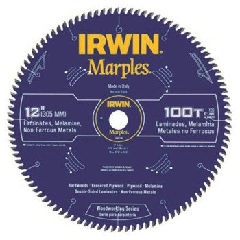 Irwin 1807386 Circular Saw Blade, 12 in Dia, 1 in Arbor, 100-Teeth, Carbide Cutting Edge