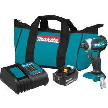 Makita LXT XDT13SM1 Cordless Impact Driver, Battery Included, 18 V, 4 Ah, 1/4 in Drive, Hex Drive, 0 to 3600 ipm