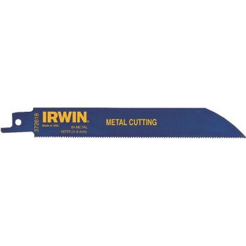 Irwin 372618B Reciprocating Saw Blade, Applicable Materials: Sheet Metal, Stainless Steel, 3/4 in W, 6 in L