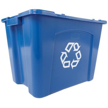 Rubbermaid FG571473BLUE Recycling Box, 14 gal Capacity, Resin, Blue, 20-3/4 in L x 16 in W x 14-3/4 in D Dimensions