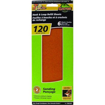 Gator 7245-012 Refill Sanding Sheet, 11-1/4 in L, 3-1/2 in W, 120 Grit, Medium, Aluminum Oxide Abrasive