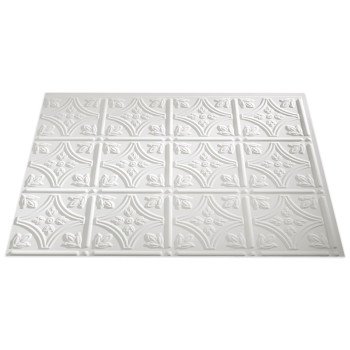 Fasade Traditional Series PB5001 Wall Tile, 18 in L Tile, 24 in W Tile, PVC, Matte White