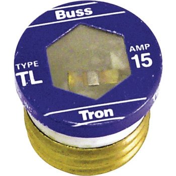 Bussmann BP/TL-15 Plug Fuse, 15 A, 125 V, 10 kA Interrupt, Plastic Body, Time Delay Fuse