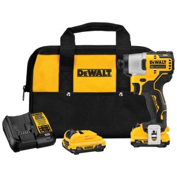 DEWALT DCF801F2 Impact Driver Kit, Battery Included, 12 V, 1/4 in Drive, Square Drive, 3600 ipm, 0 to 2850 rpm Speed