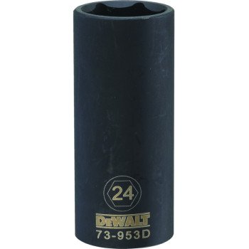 DEWALT DWMT73953OSP Impact Socket, 24 mm Socket, 1/2 in Drive, 6-Point, CR-440 Steel, Black Oxide