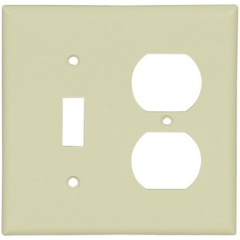 Eaton Wiring Devices 2138V-BOX Combination Wallplate, 4-1/2 in L, 4-9/16 in W, 2 -Gang, Thermoset, Ivory