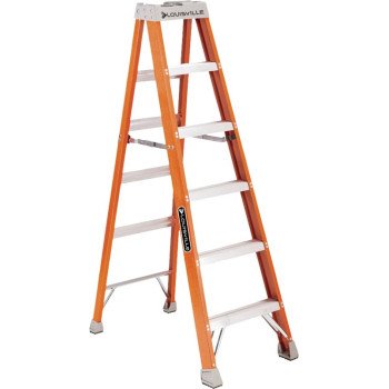 Louisville FS1506 Step Ladder, 6 ft H, Type IA Duty Rating, Fiberglass, 300 lb, 5-Step, 125 in Max Reach