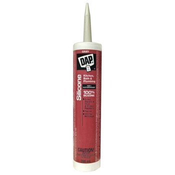 DAP 73450 Kitchen and Bath Sealant, Gray, 24 hr Curing, -35 to 140 deg F, 300 mL Cartridge