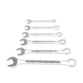 FULLER 421-1346 Combination Wrench Set, 6-Piece, Chrome Vanadium Steel, Polished Chrome