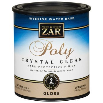 Aqua ZAR 32412 Polyurethane, Gloss, Liquid, Crystal Clear, 1 qt, Can