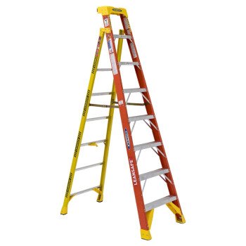 WERNER LEANSAFE L6200 Series L6208 Leaning Ladder, 12 ft Max Reach H, 8-Step, 300 lb, Type IA Duty Rating, 3 in D Step