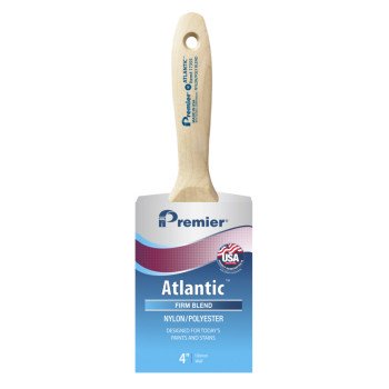 Premier Atlantic 17355 Paint Brush, 4 in W, Beavertail Varnish Wall Brush, 3-11/16 in L Bristle, Nylon/Polyester Bristle