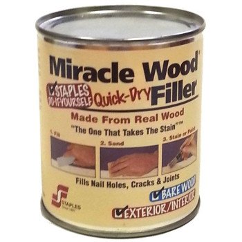 Staples Miracle Wood 902 Wood Filler, Putty, Strong Solvent, Natural, 0.5 lb