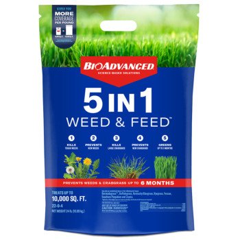 BioAdvanced 704865H Weed and Feed Fertilizer, 24 lb Bag, 22-0-4 N-P-K Ratio