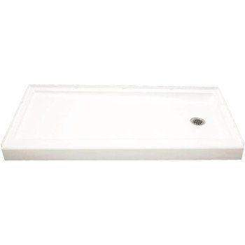 Sterling Ensemble 72171120-0 Shower Base, 60 in L, 30 in W, 5 in H, Vikrell, White, Alcove Installation, 3-5/16 in Drain, Right Hand Drain