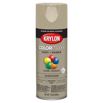 Krylon K05526007 Enamel Spray Paint, Gloss, Khaki, 12 oz, Can