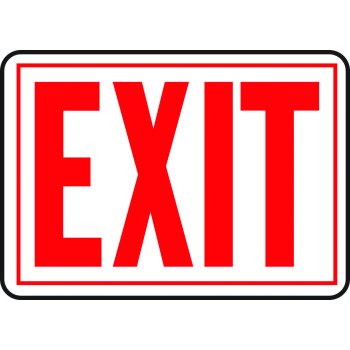 Hy-Ko SS-2W Sign, Exit, Red Legend, Aluminum, 14 in W x 9-1/4 in H Dimensions