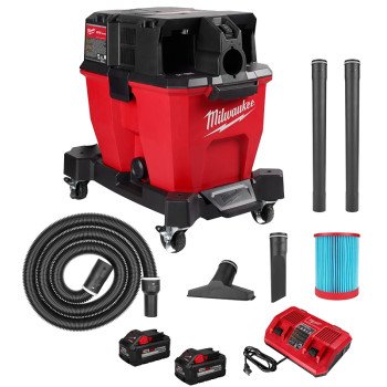 Milwaukee M18 FUEL 0920-22HD Dual-Battery Wet/Dry Vacuum Kit, 9 gal Vacuum, 4.25 hp, 18 V