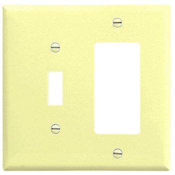 Eaton Wiring Devices 2153V-BOX Combination Wallplate, 4-1/2 in L, 4-9/16 in W, Standard, Thermoset, Ivory