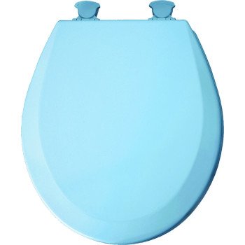 Mayfair 41EC-034 Toilet Seat, Round, Wood, Sky Blue, Twist Hinge