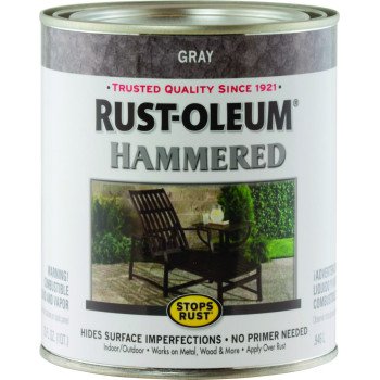 Rust-Oleum 7214502 Enamel Paint, Hammered, Gray, 1 qt, Can, 75 to 150 sq-ft/qt Coverage Area