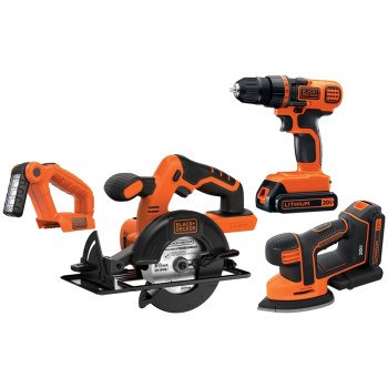 Black+Decker BD4KITCDCMSL Combination Tool Kit, Battery Included, 20 V, Lithium-Ion