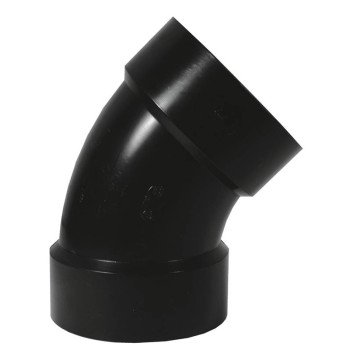 IPEX 027244 Pipe Elbow, 4 in, Hub, 45 deg Angle, ABS, SCH 40 Schedule