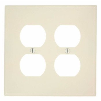 Leviton 80516-T Receptacle Wallplate, 4-7/8 in L, 4.94 in W, Midway, 2 -Gang, Plastic, Light Almond