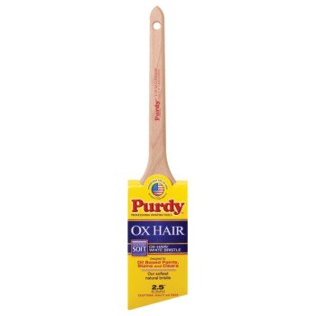 Purdy Ox-O-Angular 144296025 Angular Trim Brush, 2-1/2 in W, 2-3/8 in L Bristle, Ox Hair Bristle, Rat Tail Handle