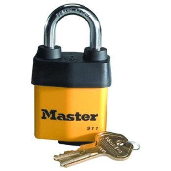 Master Lock 911DPF Padlock, Keyed Different Key, 5/16 in Dia Shackle, Boron Alloy Shackle, Steel Body, 2-1/8 in W Body