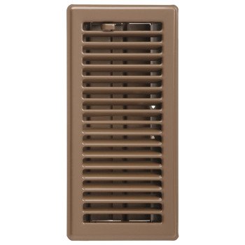 Imperial RG3297 Standard Floor Register, 7-3/4 in W Duct Opening, 3-3/4 in H Duct Opening, Steel, Brown