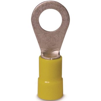 Gardner Bender 20-106 Ring Terminal, 600 V, 12 to 10 AWG Wire, #8 to 10 Stud, Vinyl Insulation, Copper Contact, Yellow