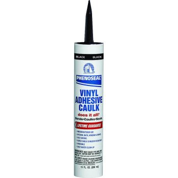 DAP PHENOSEAL 06102 Vinyl Adhesive Caulk, Black, 48 hr Curing, -20 to 180 deg F, 10 oz Cartridge