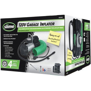 Slime 40045 Garage Tire Inflator, 120 V, 0 to 150 psi Pressure, Dial Gauge