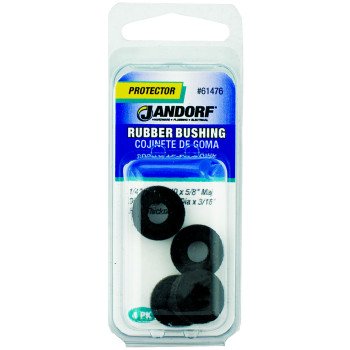 Jandorf 61476 Conduit Bushing, 1/4 in Dia Cable, Rubber, Black, 3/16 in Thick Panel